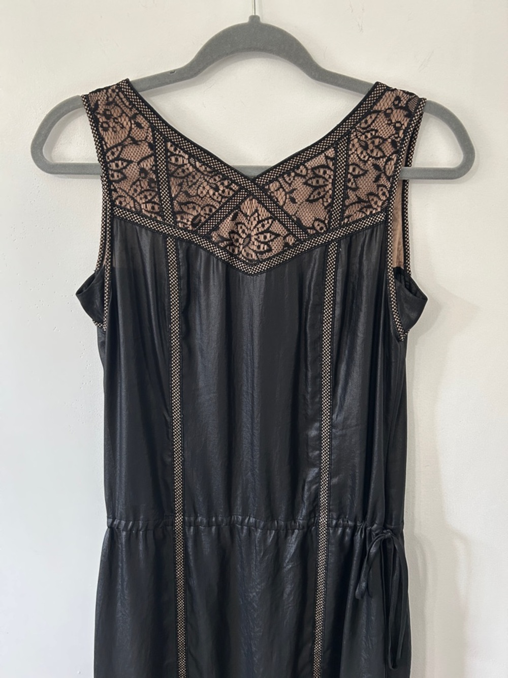 BCBGMaxAzria Greta Dress XXS Black Lace Low Waist Flapper Sleeveless Midi - Picture 2 of 16
